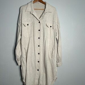 POL Neutral Oversized Long Shacket Duster Button closure Cardigan Coat L